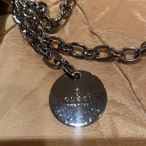 GUCCI fabulous pattern leather with silver plated hardware, 35” long, dust bag - Picture 9 of 16